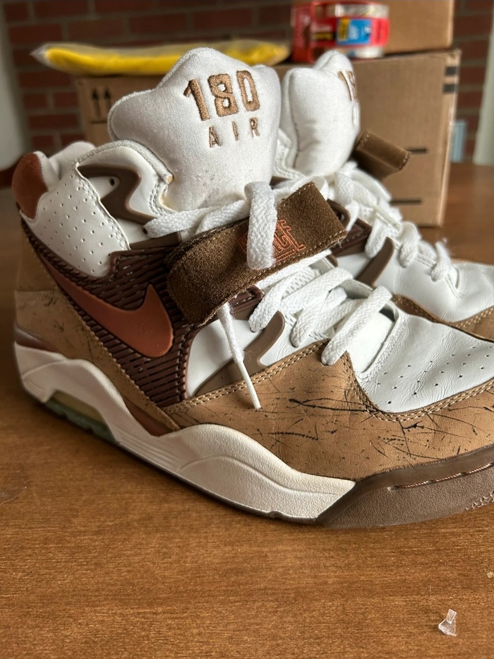 Nike White and Brown 180 Air Men's Sneakers